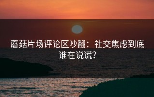 蘑菇片场评论区吵翻：社交焦虑到底谁在说谎？