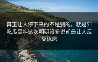 真正让人停下来的不是别的，就是51吃瓜黑料这次明明没多说却最让人反复琢磨