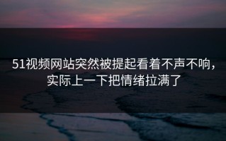 51视频网站突然被提起看着不声不响，实际上一下把情绪拉满了
