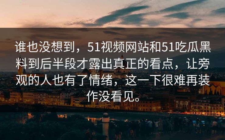 谁也没想到，51视频网站和51吃瓜黑料到后半段才露出真正的看点，让旁观的人也有了情绪，这一下很难再装作没看见。-第1张图片-51爆料入口 - 明星私生活揭秘