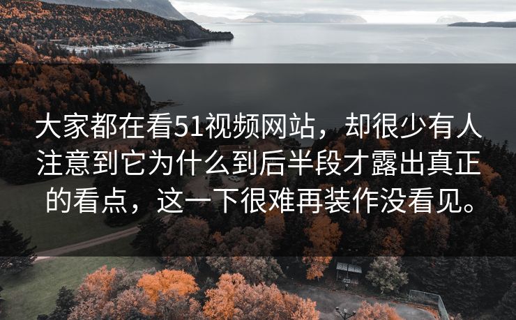 大家都在看51视频网站，却很少有人注意到它为什么到后半段才露出真正的看点，这一下很难再装作没看见。-第1张图片-51爆料入口 - 明星私生活揭秘