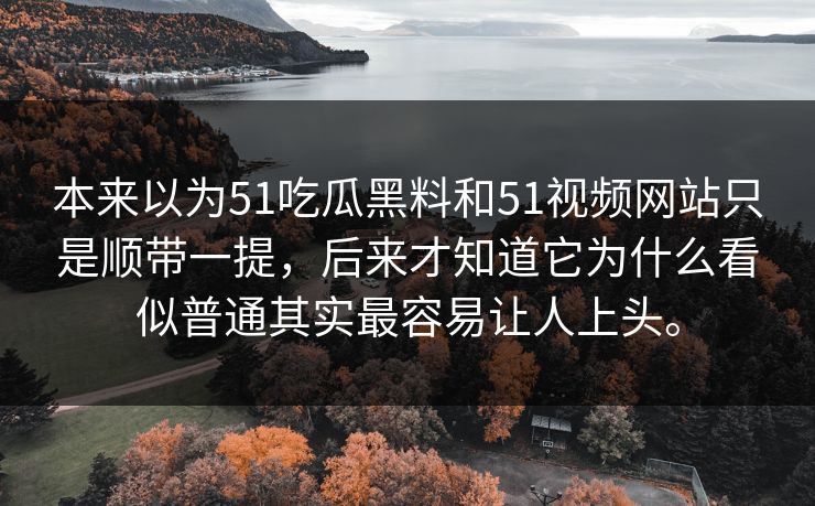 本来以为51吃瓜黑料和51视频网站只是顺带一提，后来才知道它为什么看似普通其实最容易让人上头。-第1张图片-51爆料入口 - 明星私生活揭秘