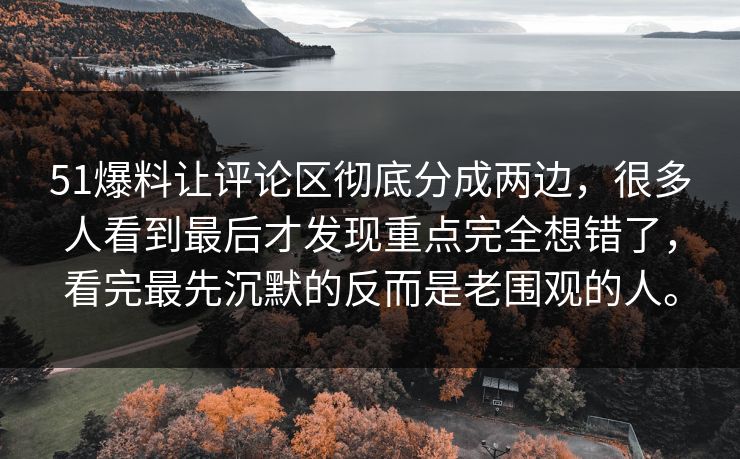 51爆料让评论区彻底分成两边，很多人看到最后才发现重点完全想错了，看完最先沉默的反而是老围观的人。-第1张图片-51爆料入口 - 明星私生活揭秘